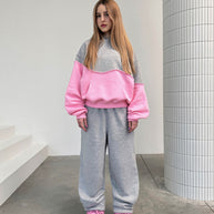 Damen sportliches Freizeit-Loungewear-Set mit kontrastierenden Einsätzen WW
