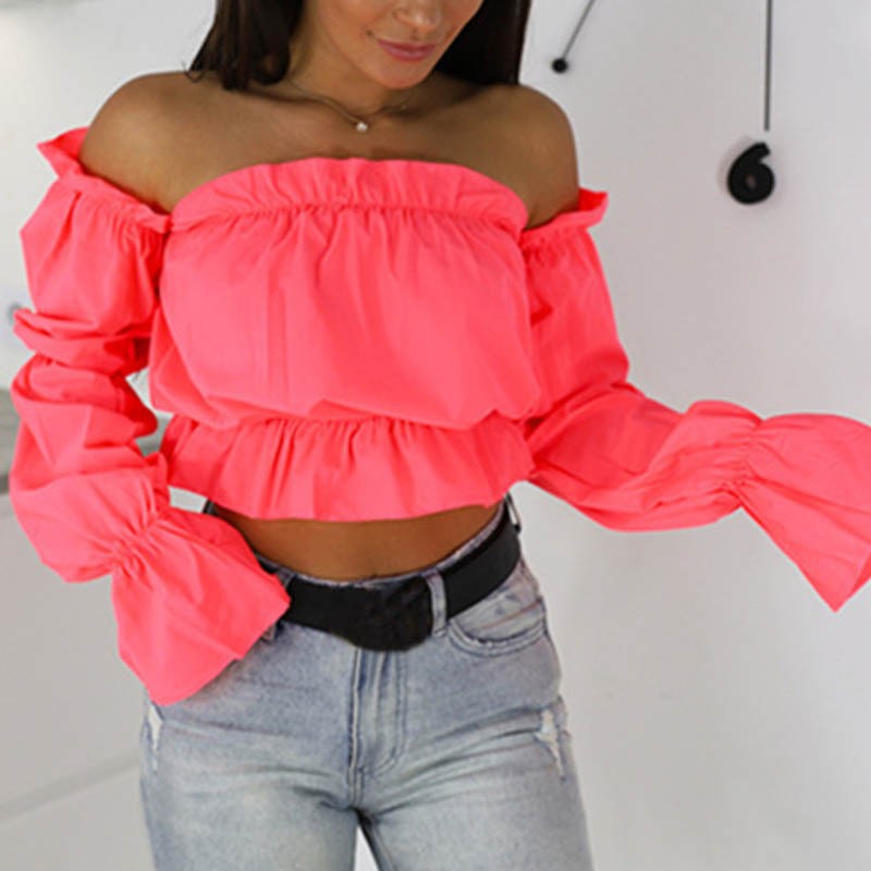 Femme Off-Shoulder Rüsch Crop Top WW