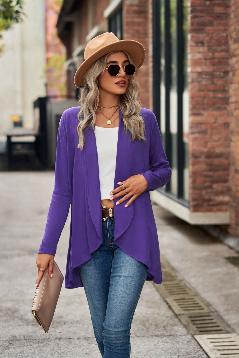 Damen Strickjacke mit asymmetrischem Saum und lässigem Schnitt WW