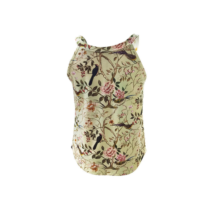 Damen ärmelloses Blumenshirt mit hohem Kragen W&W Mode