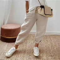 Damen Bequeme und lässige Chino-Hose mit elastischem Bund WW