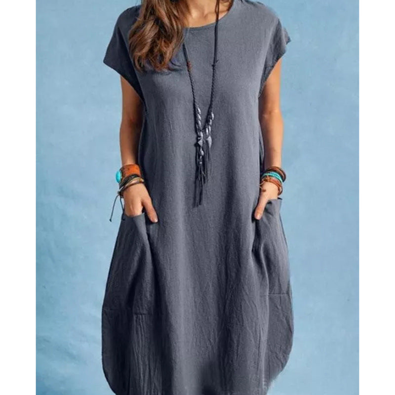 Damen lässiges Jerseykleid mit praktischen Taschen und weit geschnittenem Schnitt WW