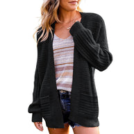 Damen Strickjacke mit tiefem V-Ausschnitt und strukturiertem Design WW