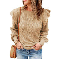 Damen Strickpullover mit Rüschendetails und strukturiertem Design WW