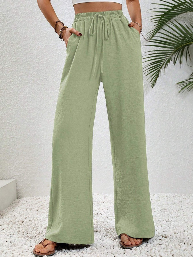 Damen Weite Sommerhose mit elastischem Bund und Tasche WW