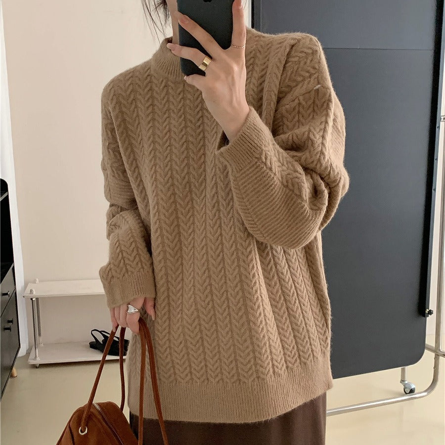 Damen Strickpullover mit strukturierter Zopfmusterung und lässigem Schnitt WW