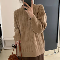 Damen Strickpullover mit strukturierter Zopfmusterung und lässigem Schnitt WW