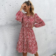 Damen Midikleid mit floralem Tierdruck und eleganter Knopfleiste WW