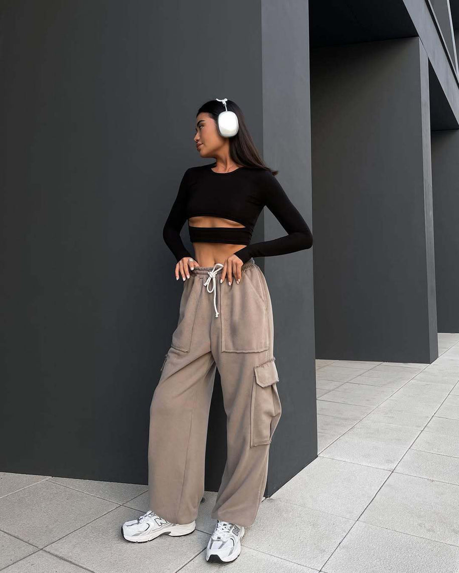 Damen Cargo-Hose mit weitem Schnitt und elastischem Bund WW