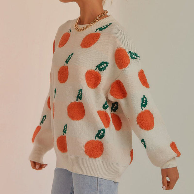 Damen Strickpullover mit verspieltem Obstdesign WW