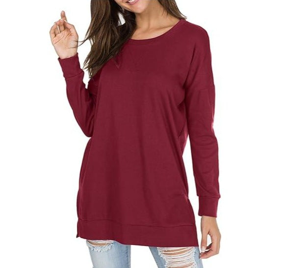 W&W Mode | Einfarbiges Rundhals-Casual-Top
