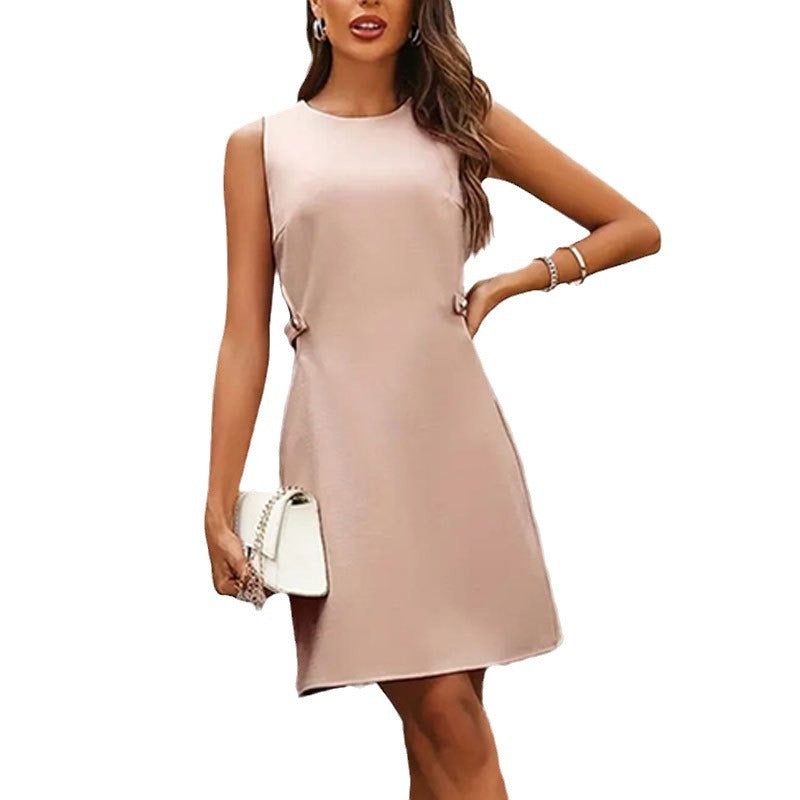 Damen stilvolles A-Linien Kleid mit dekorativen Knöpfen W&W Mode