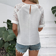 Damen Bluse mit Spitzenärmeln und eleganten Details WW