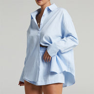 Damen stilvolles oversize Button-Up Hemd WW