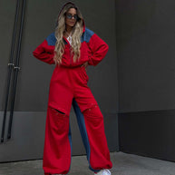 Damen sportliches Set mit modischem Farbblock-Design und lässiger Passform WW