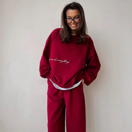 Damen bequemer Kuschel-Sweatanzug mit elastischem Bund und modischem Schriftzug WW