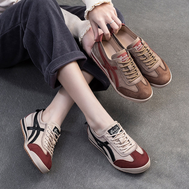 Damen Retro-Style Sneaker mit Premium-Leder und bequemer Sohle WW