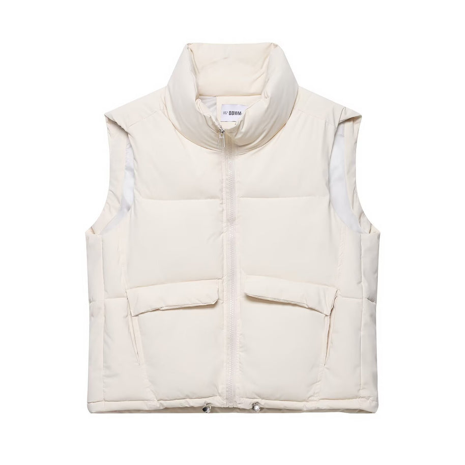 Damen Steppweste mit hohen Kragen und praktischen Taschen WW