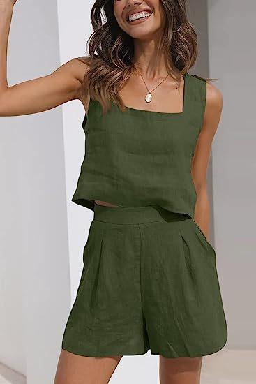 Damen Leichte Sommerbluse und Shorts Set WW