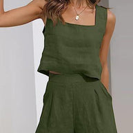 Damen Leichte Sommerbluse und Shorts Set WW