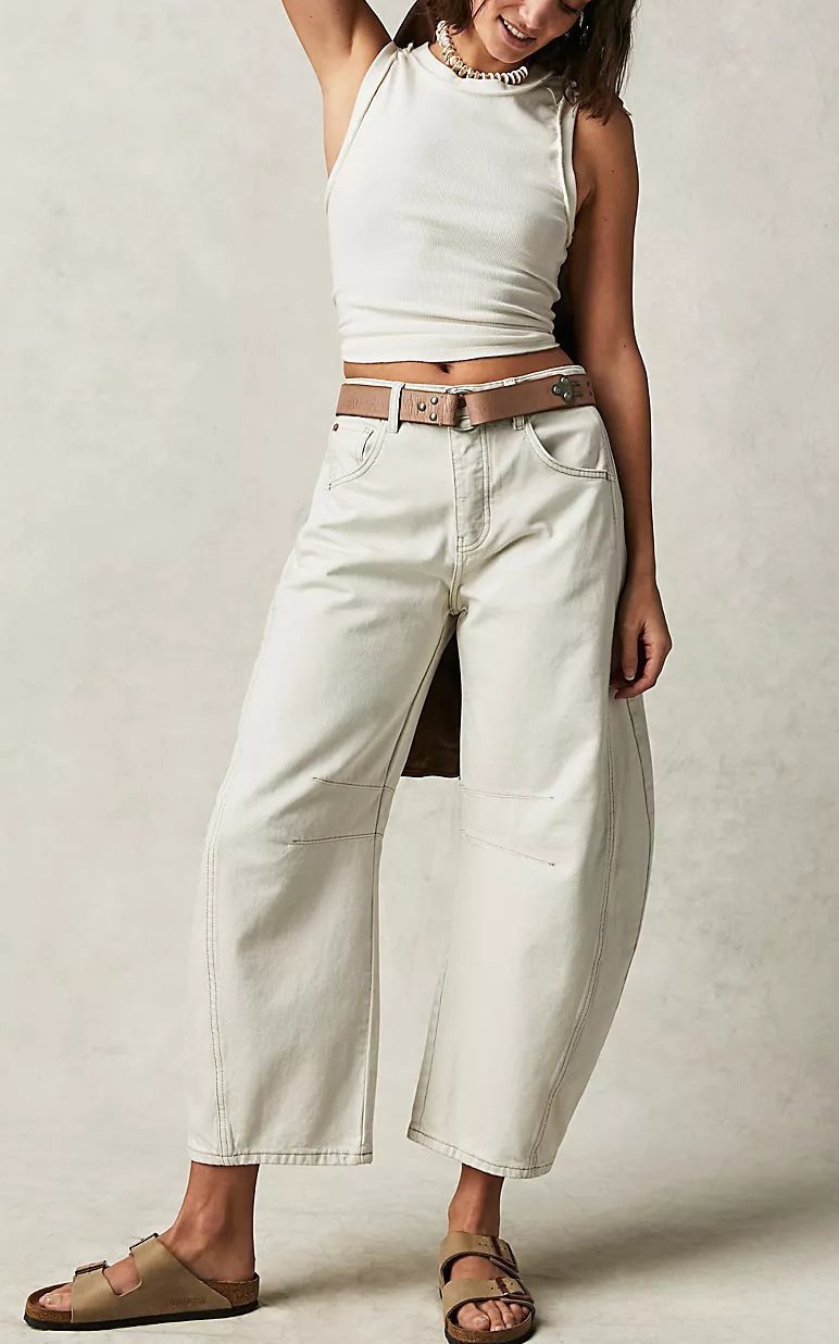 Damen Bequeme und lässige Jeans mit weitem Schnitt WW