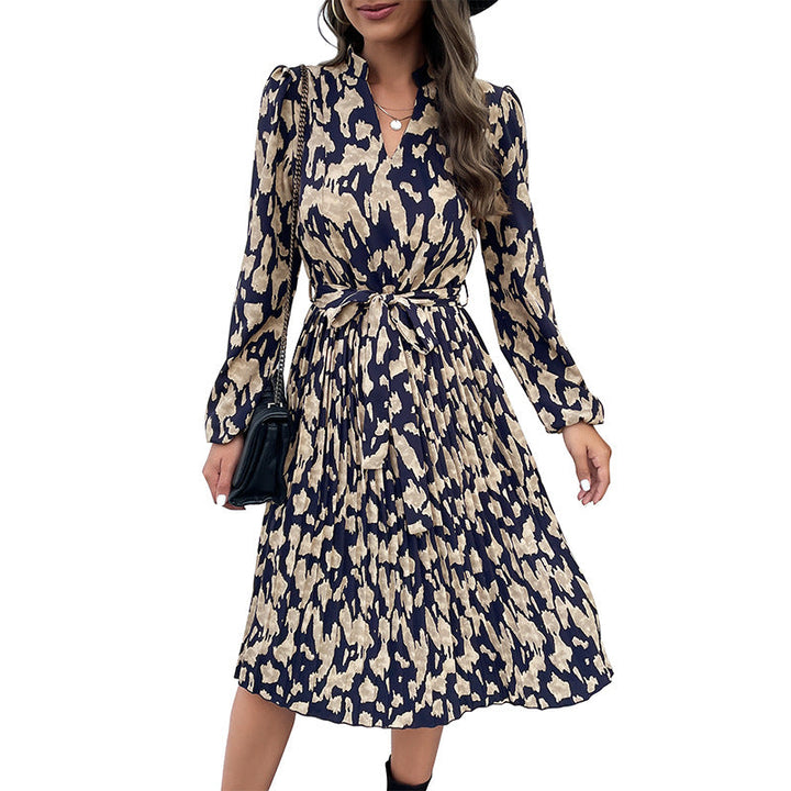 Damen elegantes Maxikleid mit Gürtel und raffiniertem Muster W&W Mode