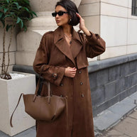 Damen Stilvoller Trenchcoat mit weitem Schnitt und Gürtel WW
