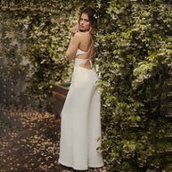 WW | Ärmelloser Spaghetti-Träger V-Ausschnitt Bodycon Rückenfreier Jumpsuit