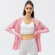 Damen Atmungsaktive Funktionsjacke mit Kapuze und Reißverschluss WW