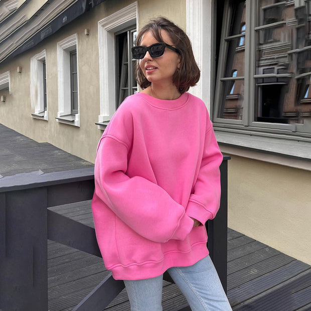 Damen Oversized Sweatshirt mit dropped Shoulder und weichem Fleece-Waren WW