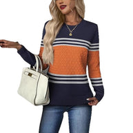 Damen Strickpullover mit strukturiertem Muster und eleganten Farbblockdetails WW