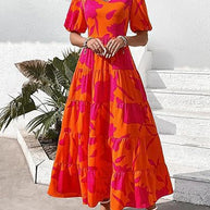 Damen Maxikleid mit Rüschendesign und floralem Muster WW
