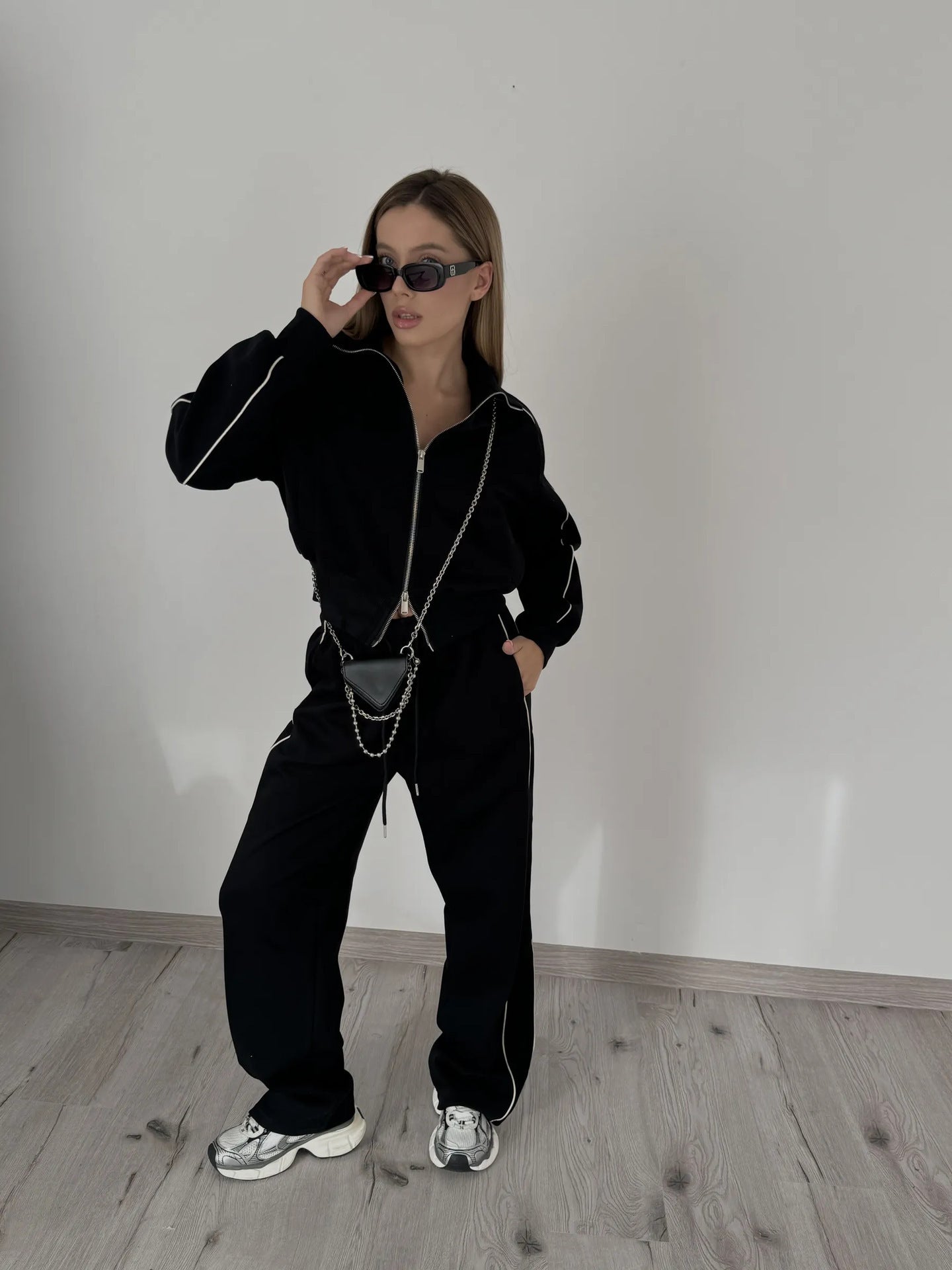 Damen Sportlicher Trend-Hoodie und Jogger Set WW