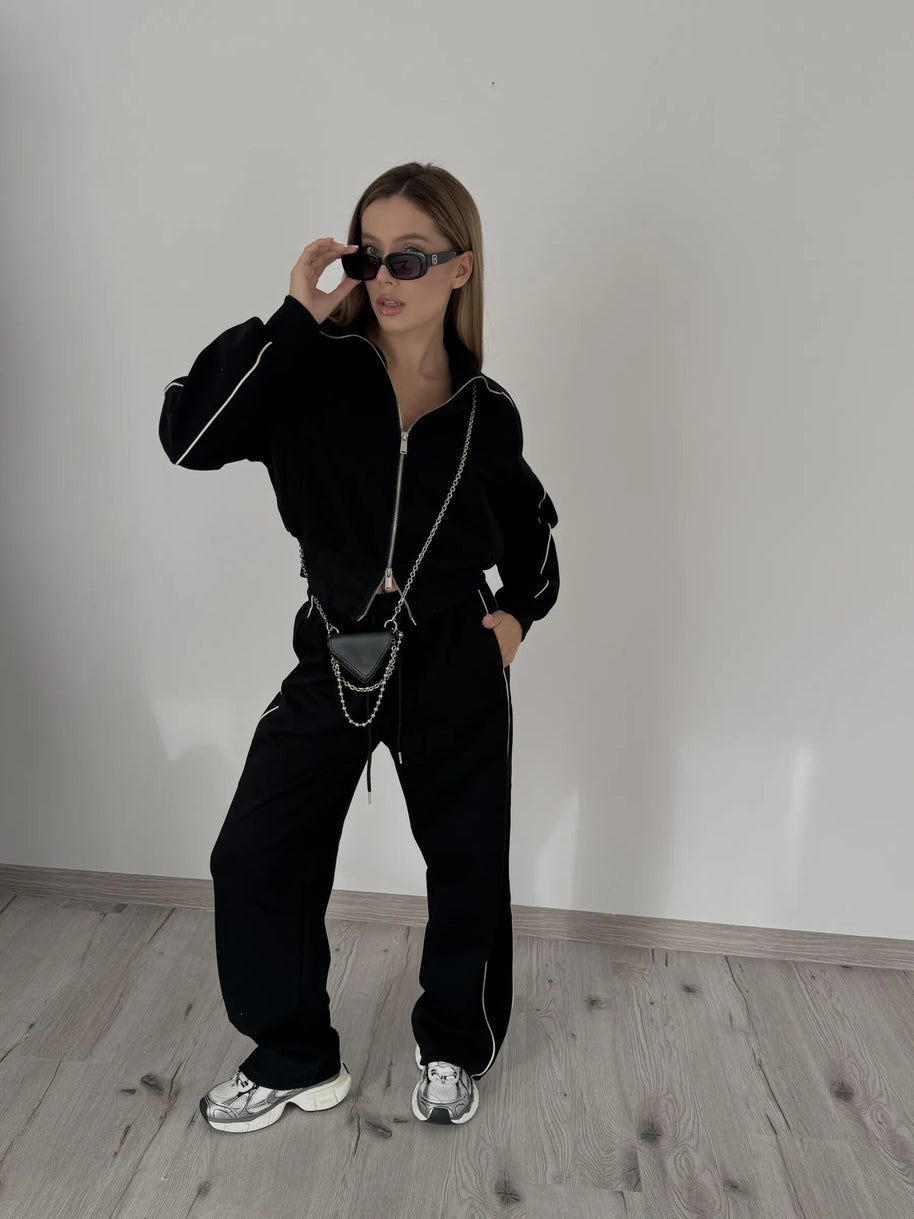 Damen Sportlicher Trend-Hoodie und Jogger Set WW