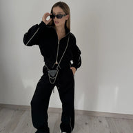 Damen Sportlicher Trend-Hoodie und Jogger Set WW