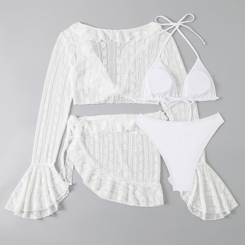 Damen Badeanzug-Set mit Spitzenoberteil und Rüschen von WW