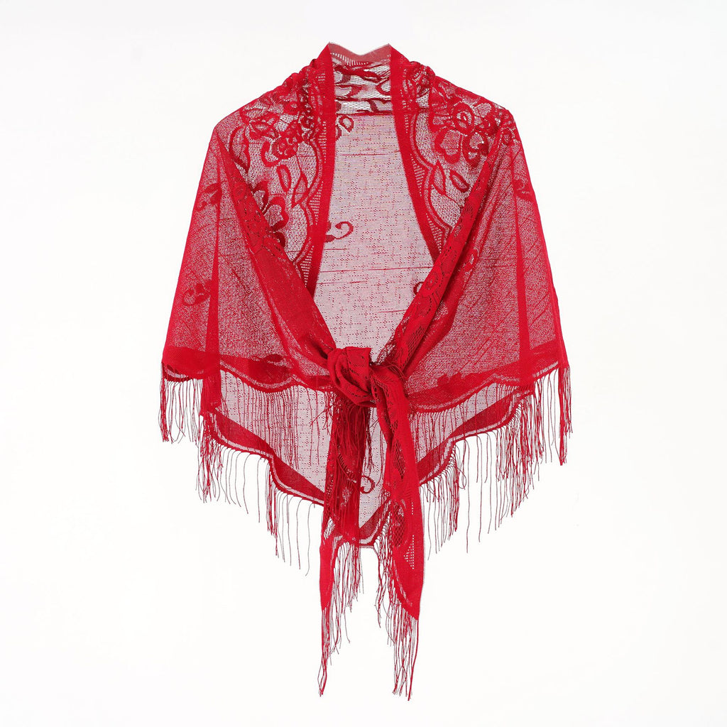 Damen Eleganter Chiffon-Schal mit kunstvollen Fransen WW