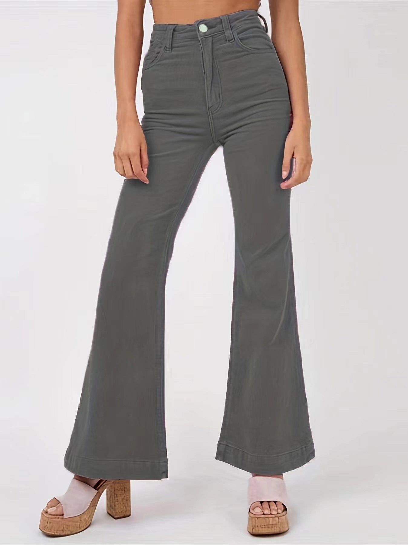 Damen weite High-Waist Flared Jeans WW