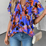 Damen Bluse mit eleganten Rüschendetails und verspieltem Print WW