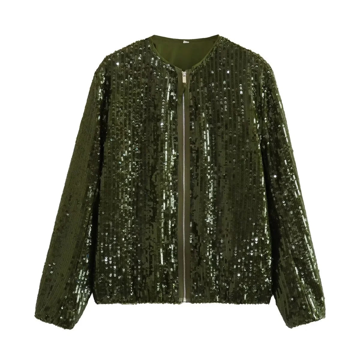 WW | Funkelnde Pailletten-Jacke mit Reißverschluss