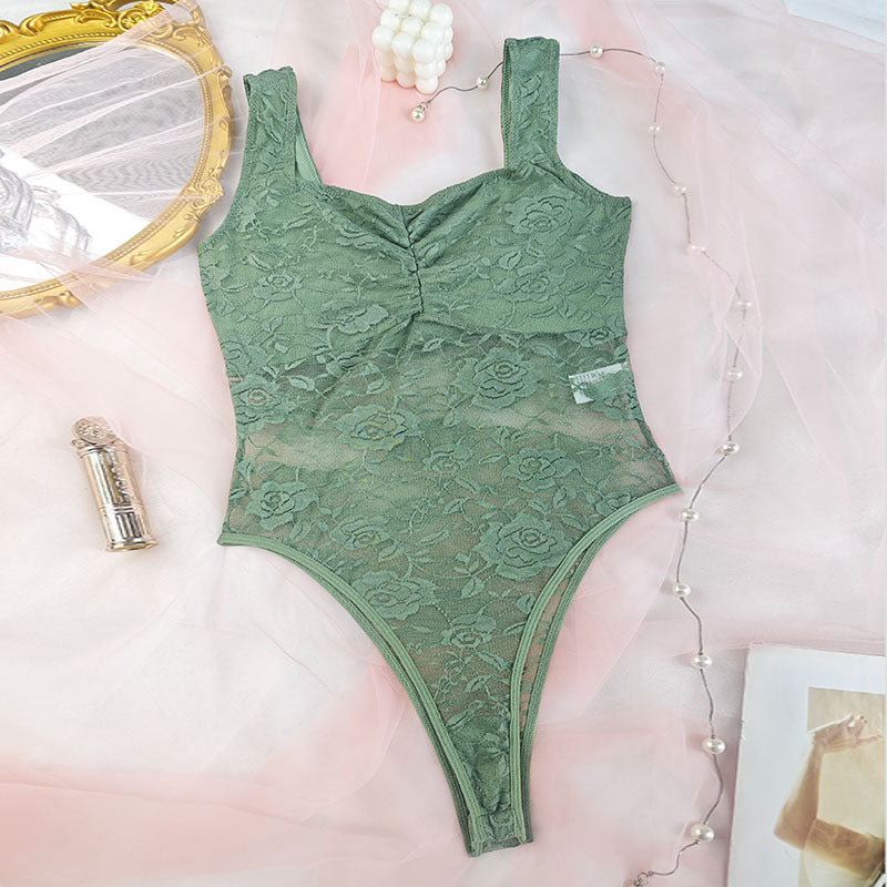 Damen Spitzen-Bodysuit mit floralem Design und konturierendem Schnitt WW