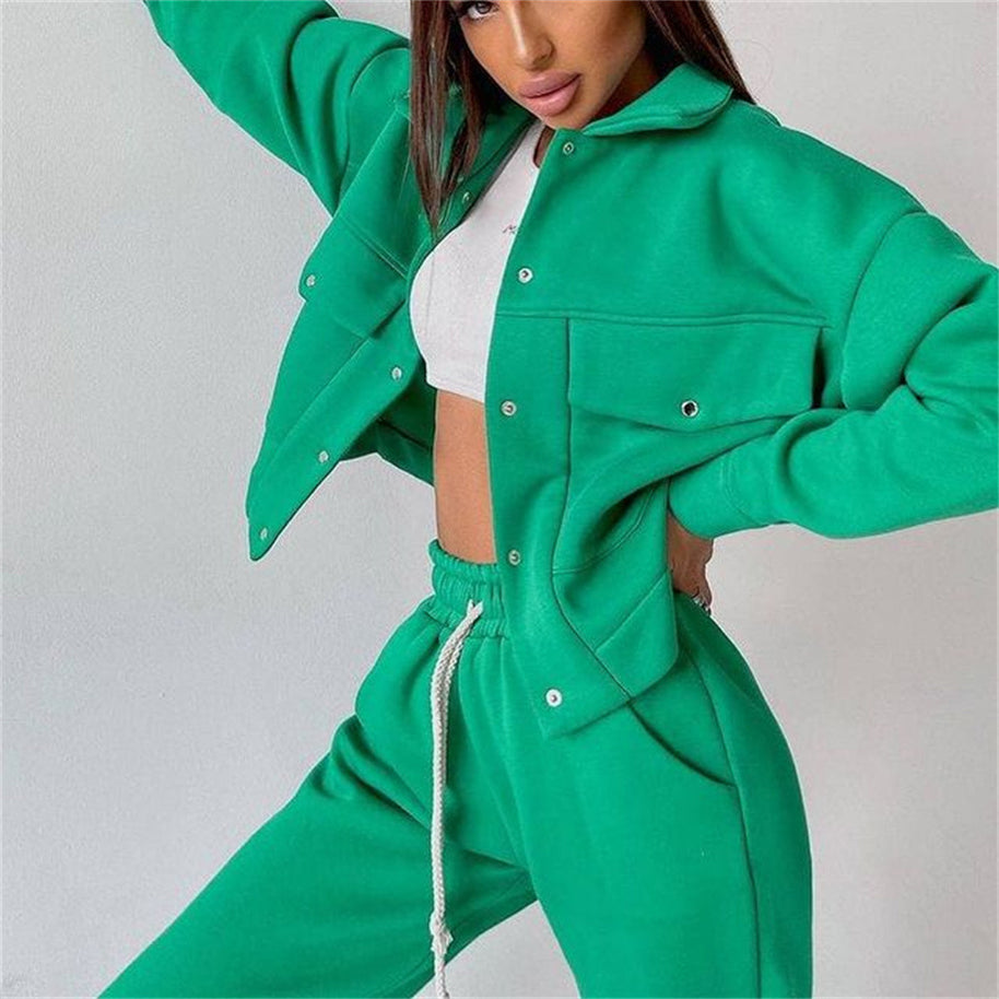 Damen sportliches Freizeit-Set mit trendiger Jacke und bequemen Jogginghosen WW