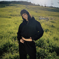 Damen sportliches und lässiges Set aus cropped Hoodie und weiter Jogginghose WW