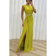 Damen Abendkleid mit eleganter Drapierung und schulterfreier Optik WW