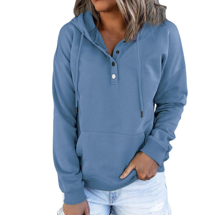 Damen Kapuzenpullover mit Knopfleiste und lässigem Schnitt W&W Mode