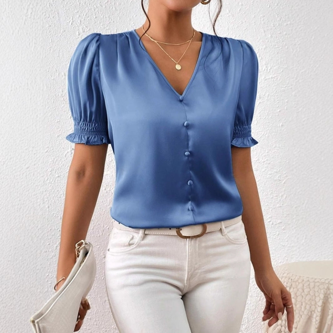 WW | Lässiges Kurzarm-Rüschenshirt