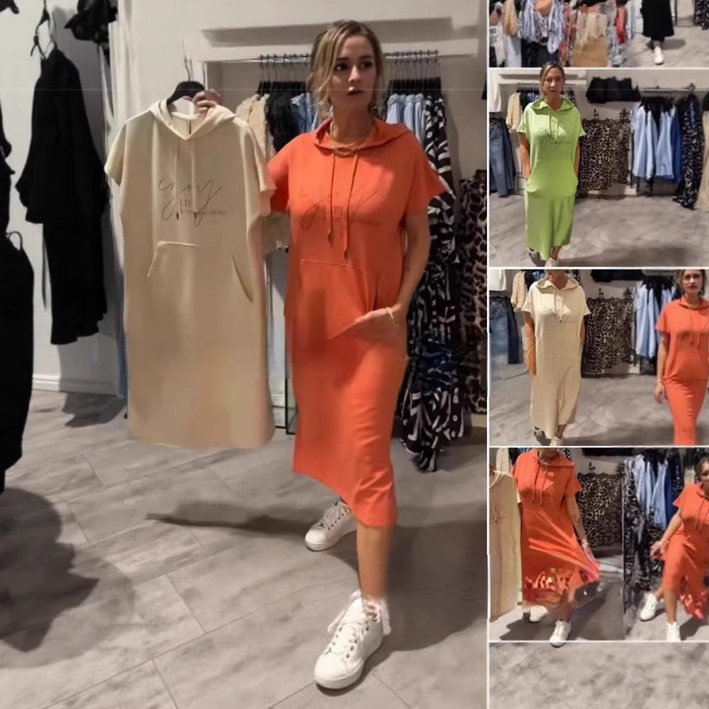 Damen Hoodie-Kleid mit praktischen Einschubtaschen und seitlichen Schlitzen WW