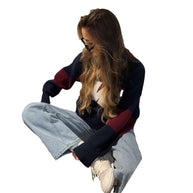 Damen sportlicher Strickpullover mit kreativem Grafikdesign und lässigem Schnitt WW