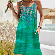 Damen Sommerkleid im eleganten Floral-Design mit bequemen Spaghettiträgern WW