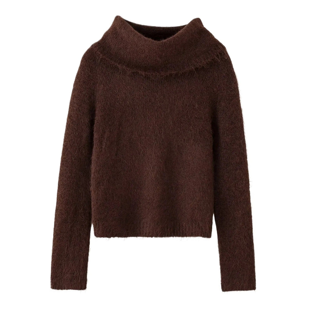 Damen kuscheliges Strickoberteil mit voluminösem Rollkragen W&W Mode